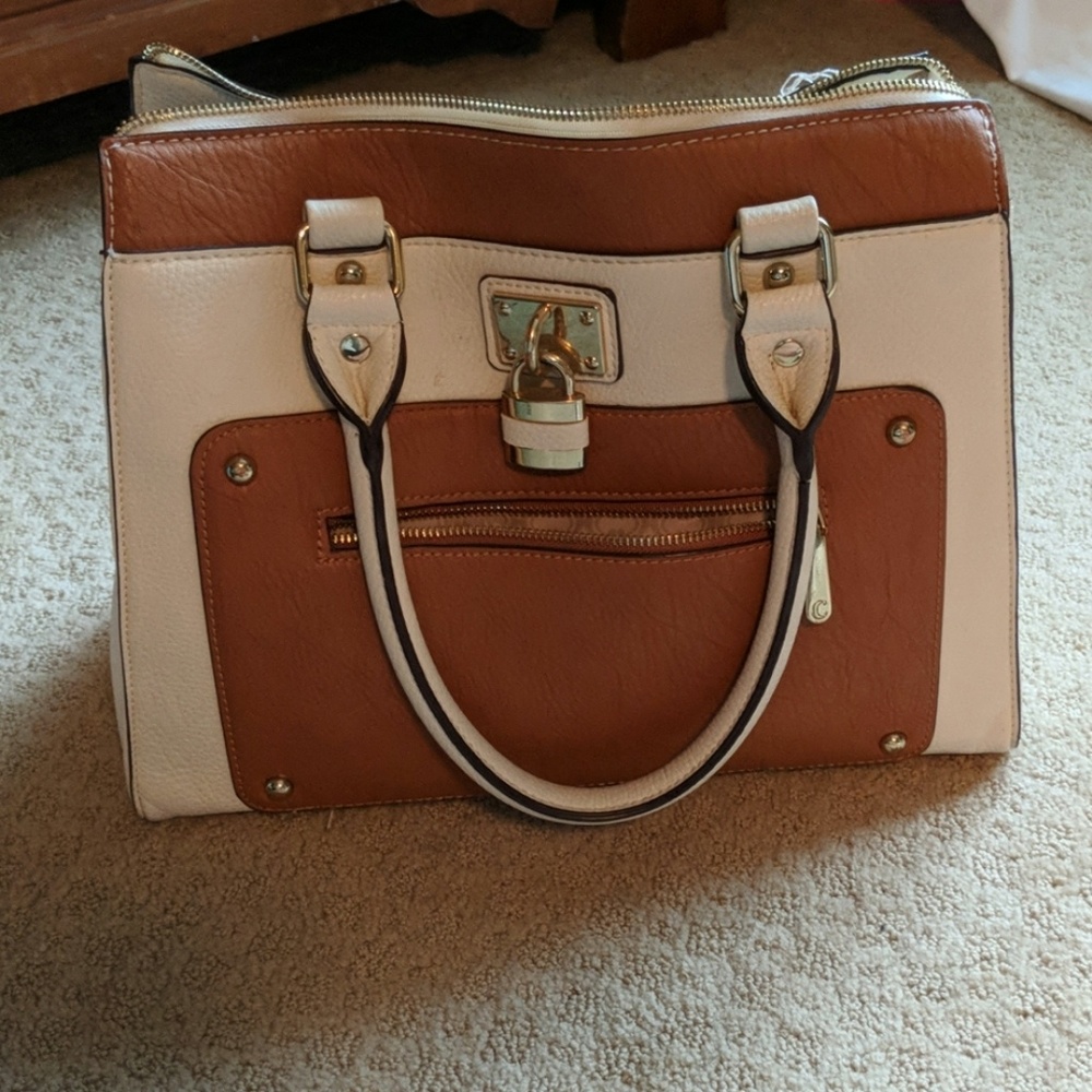 Tan/white Purse